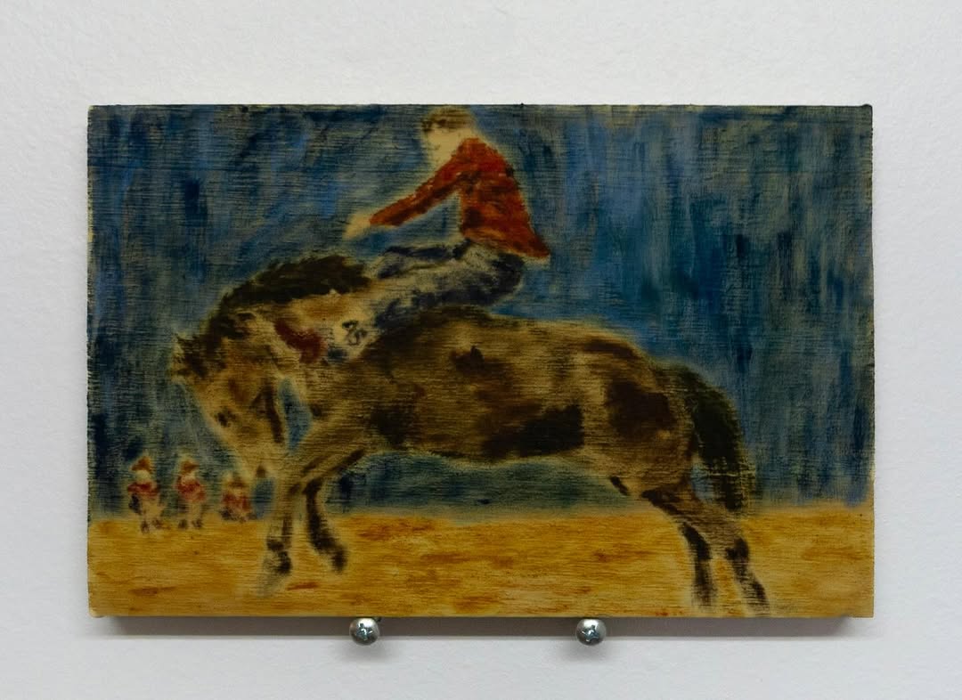 This cowboy had a long journey. thrilled that my painting still get to make it's way to london.