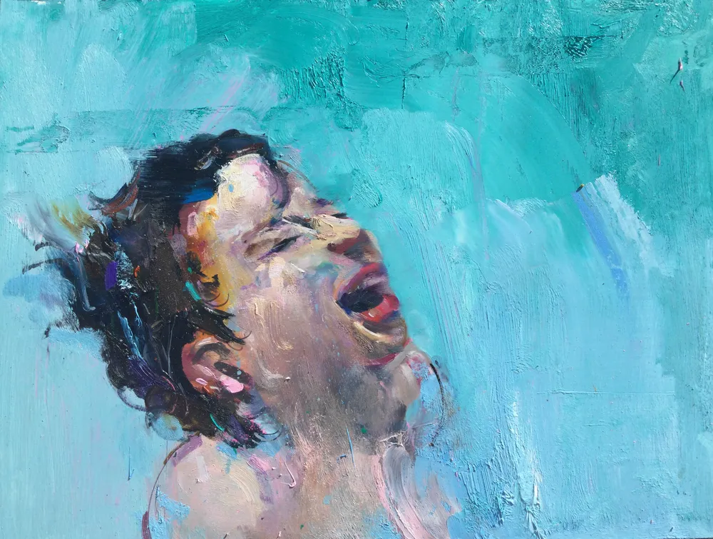 The boy who laughed at bees in his hair, Oil on gesso panel